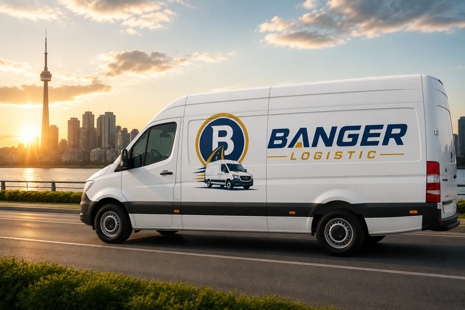 Banger Logistics van parked at a commercial loading dock